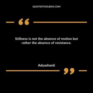 Stillness is not the absence of motion but rather the absence of resistance.
