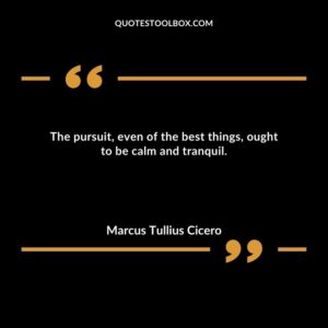 The pursuit even of the best things ought to be calm and tranquil.