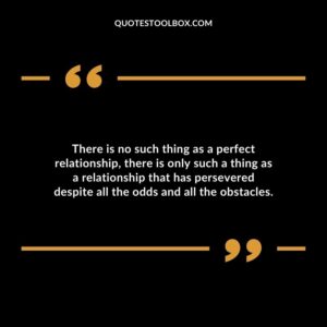 There is no such thing as a perfect relationship there is only such a thing as a relationship that has persevered despite all the odds and all the obstacles.