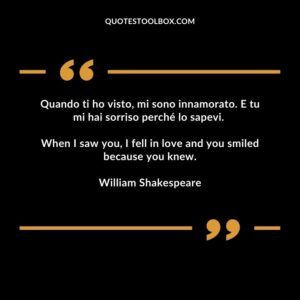 When I saw you, I fell in love and you smiled because you knew.