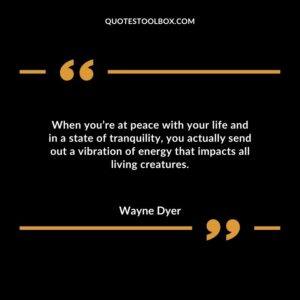 When you’re at peace with your life and in a state of tranquility you actually send out a vibration of energy that impacts all living creatures.