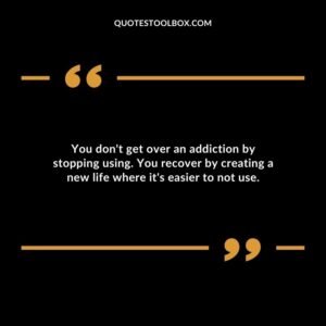 You dont get over an addiction by stopping using. You recover by creating a new life where its easier to not use.
