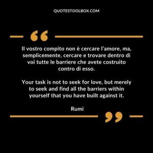 Your task is not to seek for love, but merely to seek and find all the barriers within yourself that you have built against it.