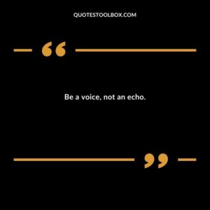 Be a voice, not an echo.