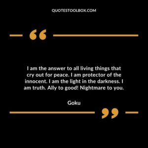 I am the answer to all living things that cry out for peace. I am protector of the innocent. I am the light in the darkness. I am truth. Ally to good! Nightmare to you.