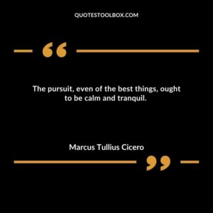 The pursuit even of the best things ought to be calm and tranquil.