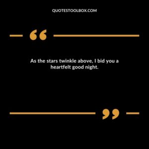 As the stars twinkle above, I bid you a heartfelt good night.