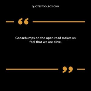 Goosebumps on the open road makes us feel that we are alive.