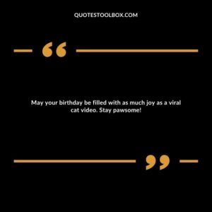 May your birthday be filled with as much joy as a viral cat video. Stay pawsome!