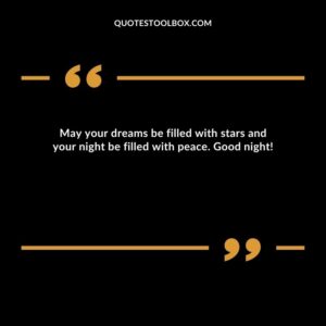 May your dreams be filled with stars and your night be filled with peace. Good night!