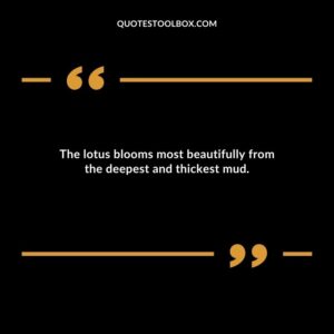 The lotus blooms most beautifully from the deepest and thickest mud.