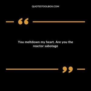 You meltdown my heart. Are you the reactor sabotage