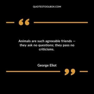 Animals are such agreeable friends they ask no questions they pass no criticisms.