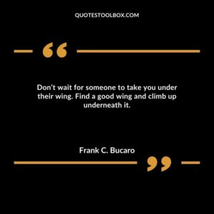Don’t wait for someone to take you under their wing. Find a good wing and climb up underneath it.