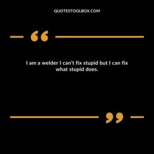 I am a welder I can’t fix stupid but I can fix what stupid does.