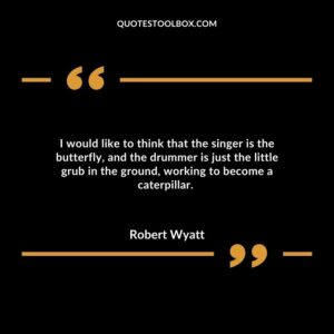 I would like to think that the singer is the butterfly, and the drummer is just the little grub in the ground, working to become a caterpillar.
