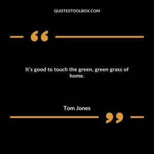 It’s good to touch the green, green grass of home.