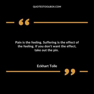 Pain is the feeling. Suffering is the effect of the feeling. If you don't want the effect, take out the pin.
