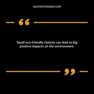 Small eco friendly choices can lead to big positive impacts on the environment.