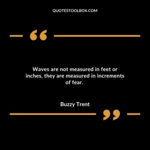 Waves are not measured in feet or inches they are measured in increments of fear.