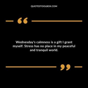 Wednesday's calmness is a gift I grant myself. Stress has no place in my peaceful and tranquil world.