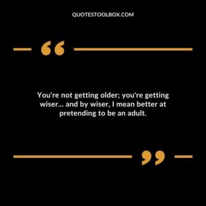 Youre not getting older youre getting wiser and by wiser I mean better at pretending to be an adult.