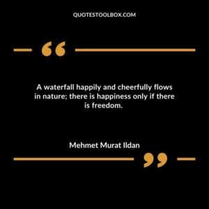 A waterfall happily and cheerfully flows in nature there is happiness only if there is freedom.