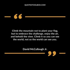 Climb the mountain not to plant your flag, but to embrace the challenge, enjoy the air, and behold the view. Climb it so you can see the world, not so the world can see you.