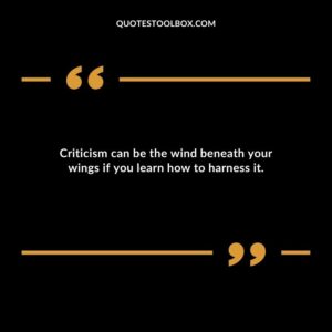 Criticism can be the wind beneath your wings if you learn how to harness it.