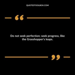 Do not seek perfection; seek progress, like the Grasshopper's leaps.