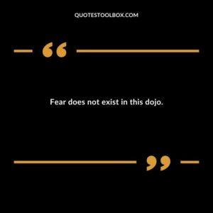 Fear does not exist in this dojo.