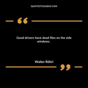 Good drivers have dead flies on the side windows.