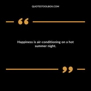 Happiness is air conditioning on a hot summer night.