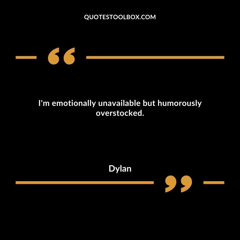 I'm emotionally unavailable but humorously overstocked.