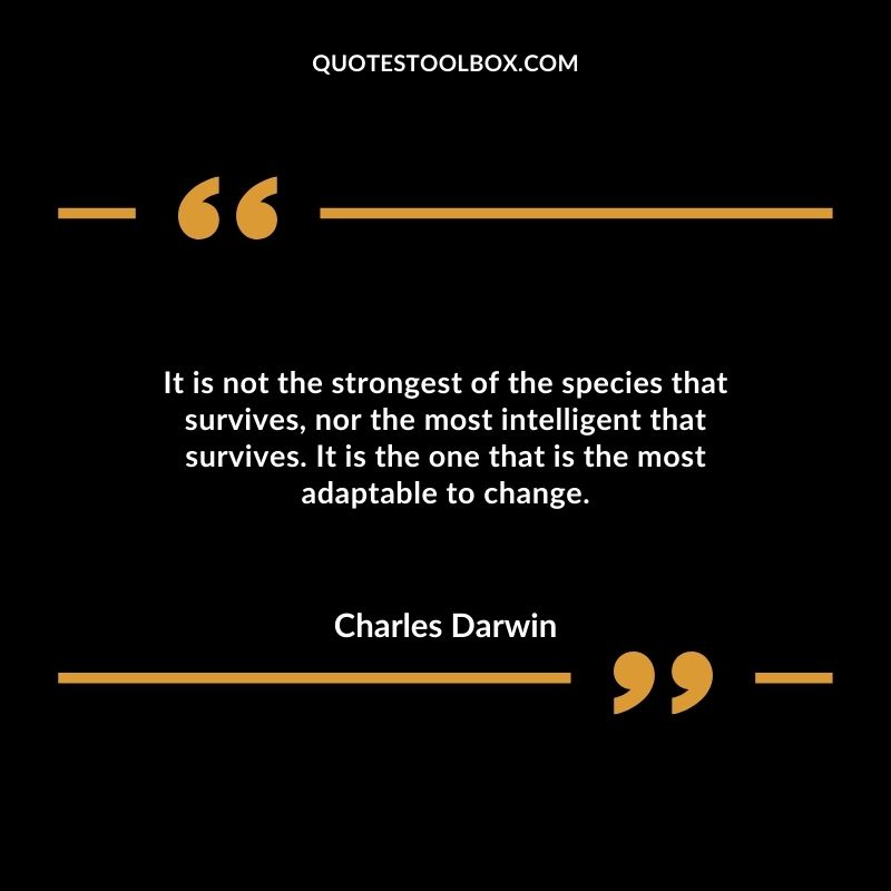 It is not the strongest of the species that survives, nor the most intelligent that survives. It is the one that is the most adaptable to change.