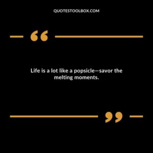 Life is a lot like a popsicle savor the melting moments.