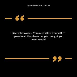 Like wildflowers; You must allow yourself to grow in all the places people thought you never would.