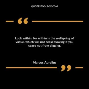 Look within, for within is the wellspring of virtue, which will not cease flowing if you cease not from digging.