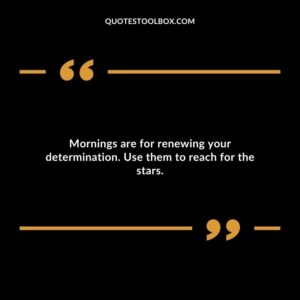 Mornings are for renewing your determination. Use them to reach for the stars.