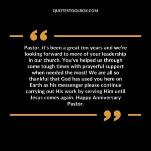 Pastor, it's been a great ten years and we're looking forward to more of your leadership in our church.
