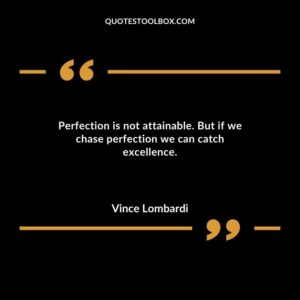 Perfection is not attainable. But if we chase perfection we can catch excellence.