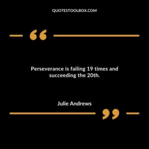 Perseverance is failing 19 times and succeeding the 20th.