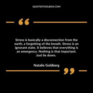 Stress is basically a disconnection from the earth, a forgetting of the breath. Stress is an ignorant state.