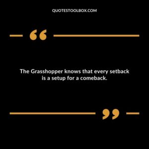 The Grasshopper knows that every setback is a setup for a comeback.