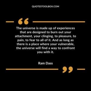 The universe is made up of experiences that are designed to burn out your attachment, your clinging, to pleasure, to pain, to fear to all of it. And as long as there is a