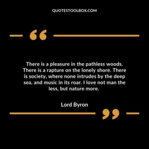 There is a pleasure in the pathless woods. There is a rapture on the lonely shore. There is society, where none intrudes by the deep sea