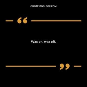 Wax on, wax off.