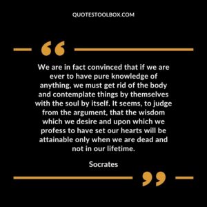 We are in fact convinced that if we are ever to have pure knowledge of anything, we must get rid of the body and contemplate things by themselves with the soul by itself