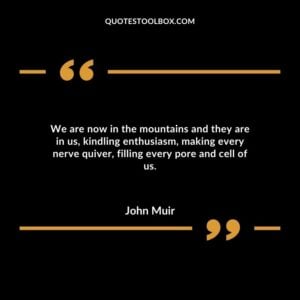 We are now in the mountains and they are in us, kindling enthusiasm, making every nerve quiver, filling every pore and cell of us.