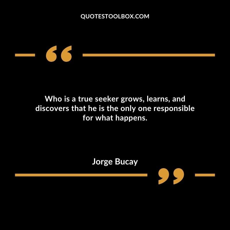 Who is a true seeker grows, learns, and discovers that he is the only one responsible for what happens.